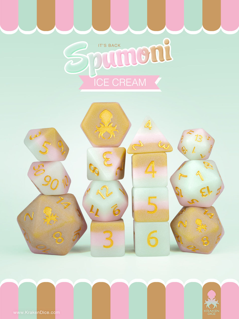 "Kraken Sweets" Spumoni Ice Cream 14pc Matte Set